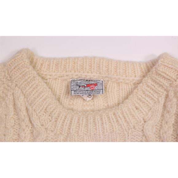 Maura O'Brien of Tara Hill Ireland Fisherman Wool Heavy Knit Sweater Men's Small - Picture 4 of 6